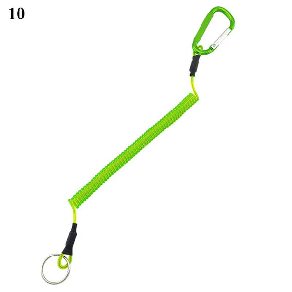 Anti Lost Phone Spring Key Cord Compatible With Outdoor Spiral Stretch Keychain Elastic Rope Metal Carabiner Lock Hook 5 1.2M Keyrings