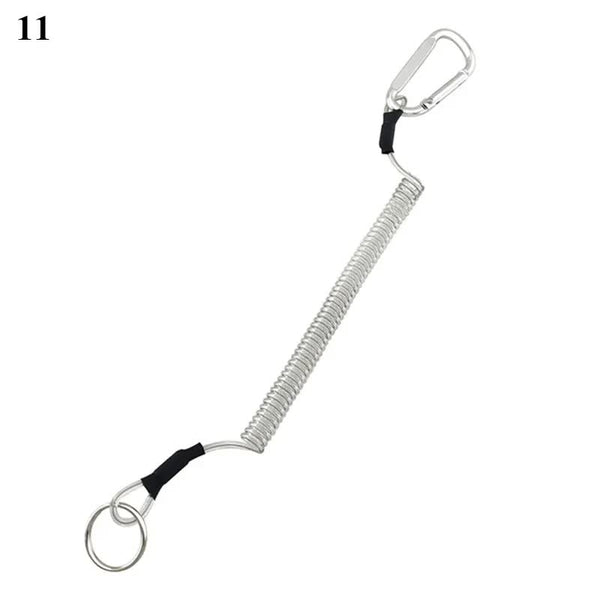 Anti Lost Phone Spring Key Cord Compatible With Outdoor Spiral Stretch Keychain Elastic Rope Metal Carabiner Lock Hook 5 1.2M Keyrings