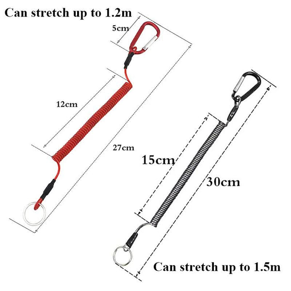 Anti Lost Phone Spring Key Cord Compatible With Outdoor Spiral Stretch Keychain Elastic Rope Metal Carabiner Lock Hook 5 1.2M Keyrings