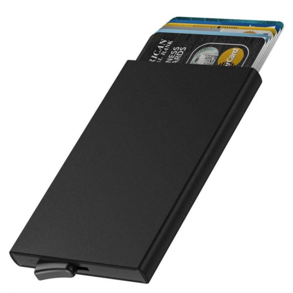 1 Pc Aluminum Smart Card Holder (Rfid Protected) Pop Up Black Business Card Holders