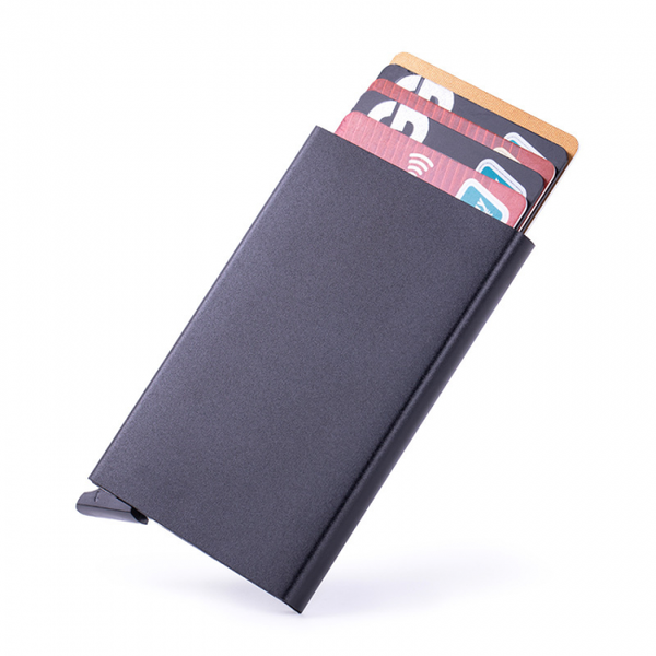 1 Pc Aluminum Smart Card Holder (Rfid Protected) Pop Up Black Business Card Holders
