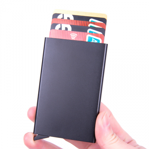 1 Pc Aluminum Smart Card Holder (Rfid Protected) Pop Up Black Business Card Holders
