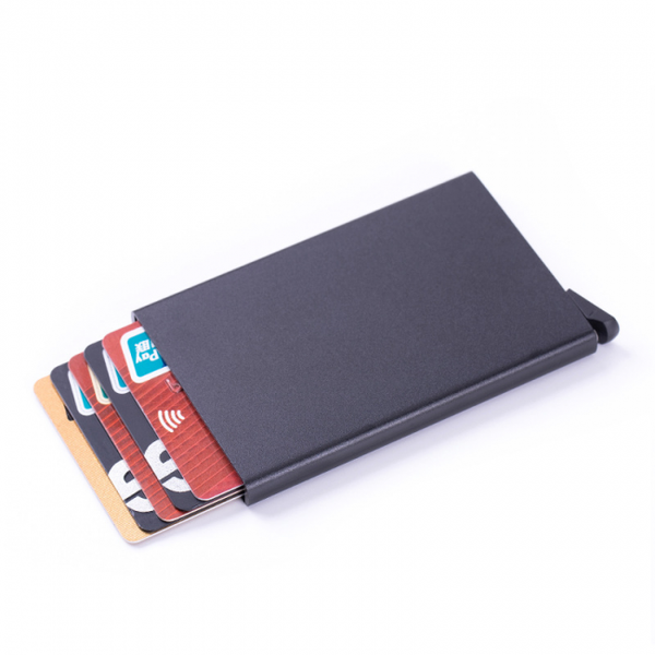 1 Pc Aluminum Smart Card Holder (Rfid Protected) Pop Up Black Business Card Holders