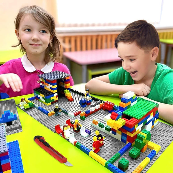 Building Plate 4 Pieces Of Classic Base Plates 25.5 X Cm Compatible With All Major Brands Toys For Children Light Gray Building Blocks