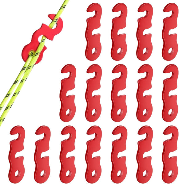 16Pcs Aluminum Rope Tensioner For Camping Hiking Backpacking Red Tent & Canopy Accessories