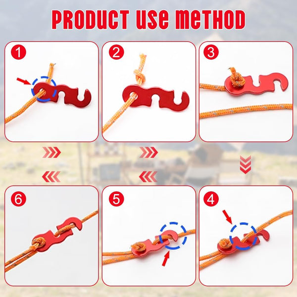 16Pcs Aluminum Rope Tensioner For Camping Hiking Backpacking Red Tent & Canopy Accessories