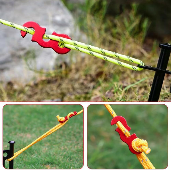 16Pcs Aluminum Rope Tensioner For Camping Hiking Backpacking Red Tent & Canopy Accessories