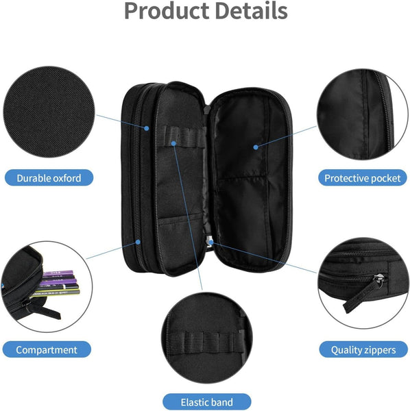 Blue Sports Pencil Case With Soccer Motif Spacious And Durable Zippers Pencil Cases