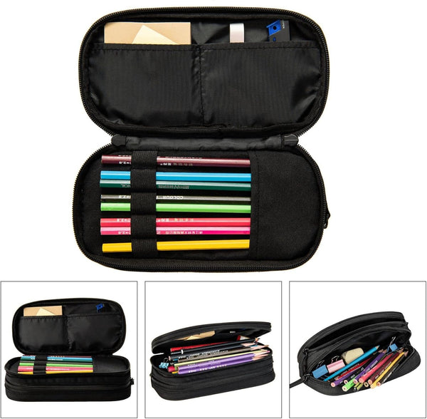 Blue Sports Pencil Case With Soccer Motif Spacious And Durable Zippers Pencil Cases