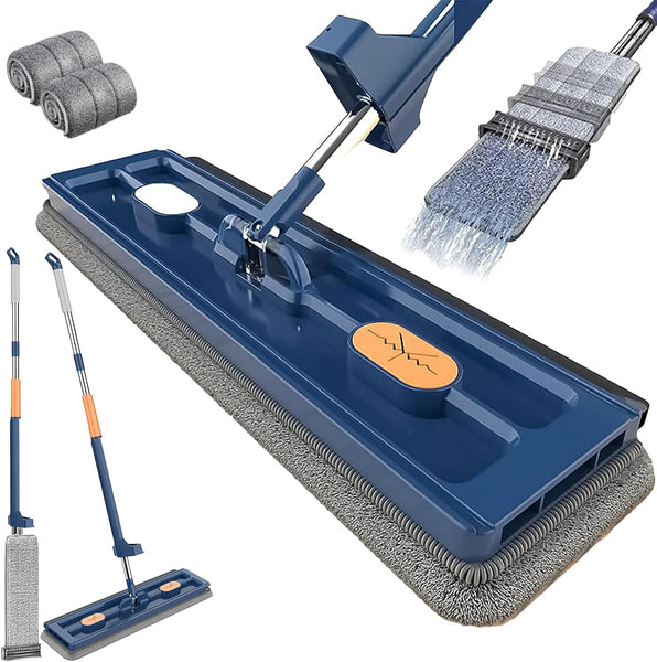 360 Rotatable Mop For Hardwood Floors With 2 Microfiber Pads Blue Mops Brooms & Scrubbers