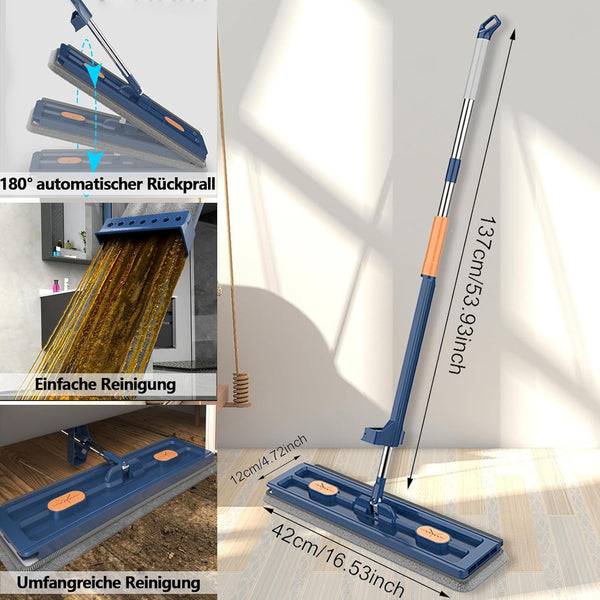 360 Rotatable Mop For Hardwood Floors With 2 Microfiber Pads Blue Mops Brooms & Scrubbers