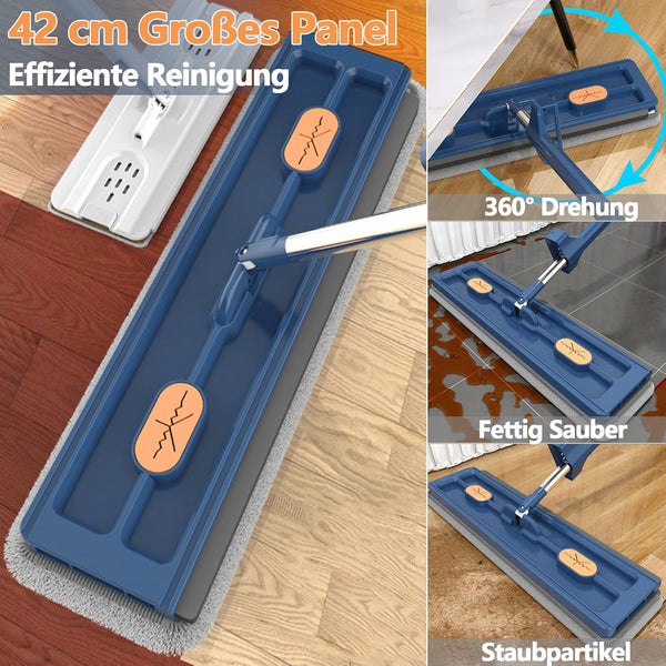 360 Rotatable Mop For Hardwood Floors With 2 Microfiber Pads Blue Mops Brooms & Scrubbers