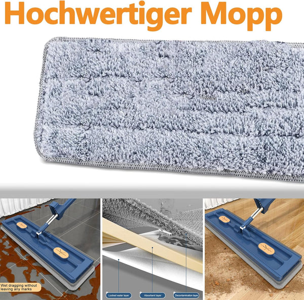 360 Rotatable Mop For Hardwood Floors With 2 Microfiber Pads Blue Mops Brooms & Scrubbers