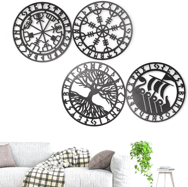 Metallic Viking Nordic Compass Decor For Bedroom Living Room Wall Art