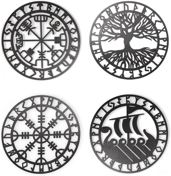 Metallic Viking Nordic Compass Decor For Bedroom Living Room Wall Art