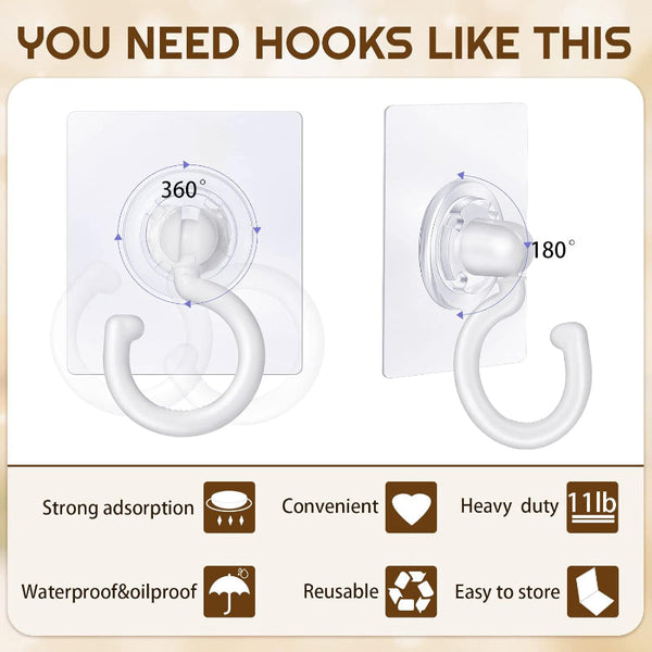 9 Pack Self Adhesive Ceiling Hooks White Heavy Duty Under Cabinet Tool Hooks & Hangers