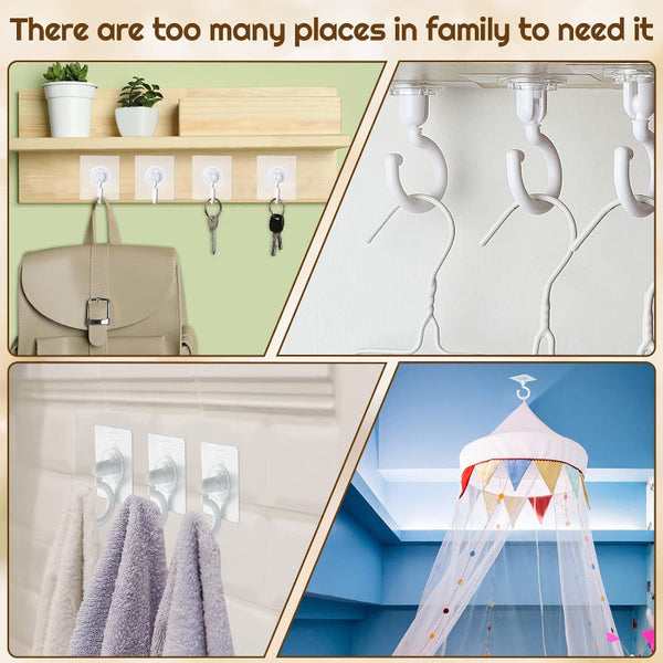 9 Pack Self Adhesive Ceiling Hooks White Heavy Duty Under Cabinet Tool Hooks & Hangers