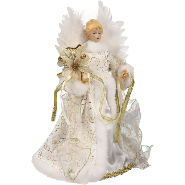 Christmas Tree Angel Topper With White Feather Wings Seasonal Decorations