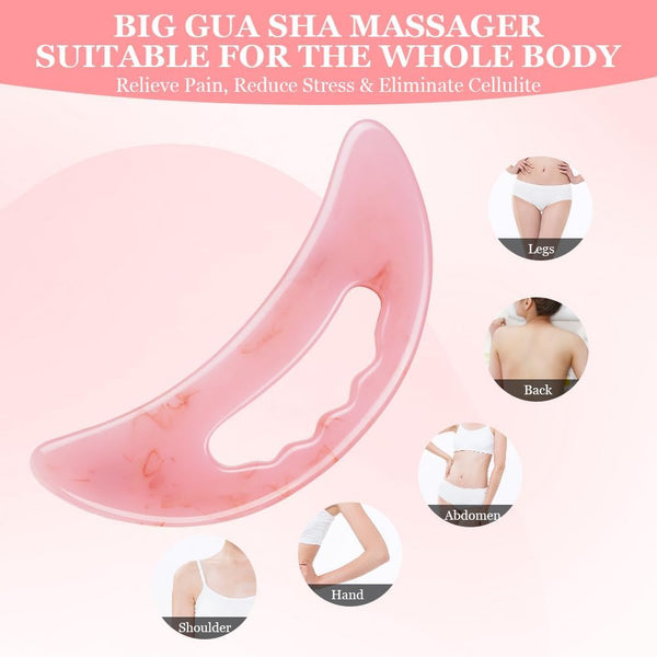 Large Gua Sha Massager Lymphatic Drainage & Cellulite For Legs Face Back Pain Relief Pink Massagers