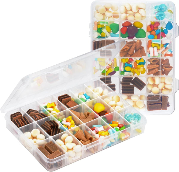18 Compartment Snack Box 2 Pieces Plates With Lids For Candy Nuts Snacks Adjustable Plastic Storage Jewelry Transparent Sorting Boxes Compartments Foo