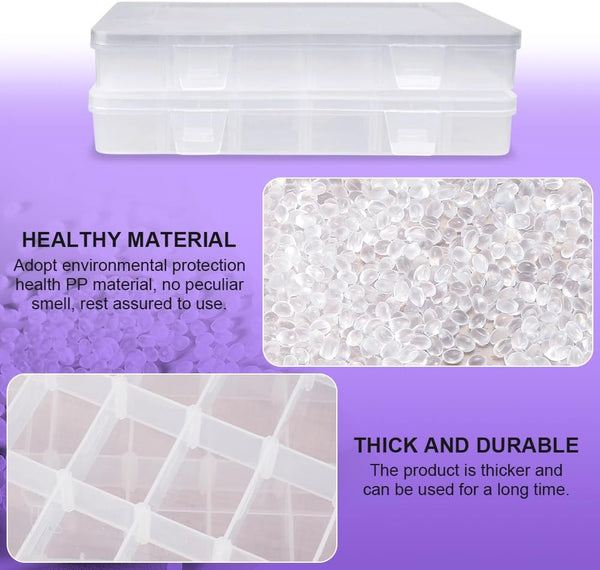 18 Compartment Snack Box 2 Pieces Plates With Lids For Candy Nuts Snacks Adjustable Plastic Storage Jewelry Transparent Sorting Boxes Compartments Foo