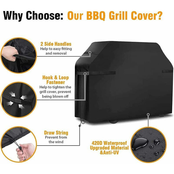 Waterproof Bbq Grill Cover With Straps And Storage Bag 145X61x117cm