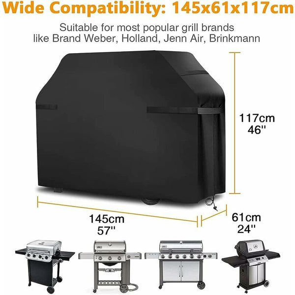 Waterproof Bbq Grill Cover With Straps And Storage Bag 145X61x117cm