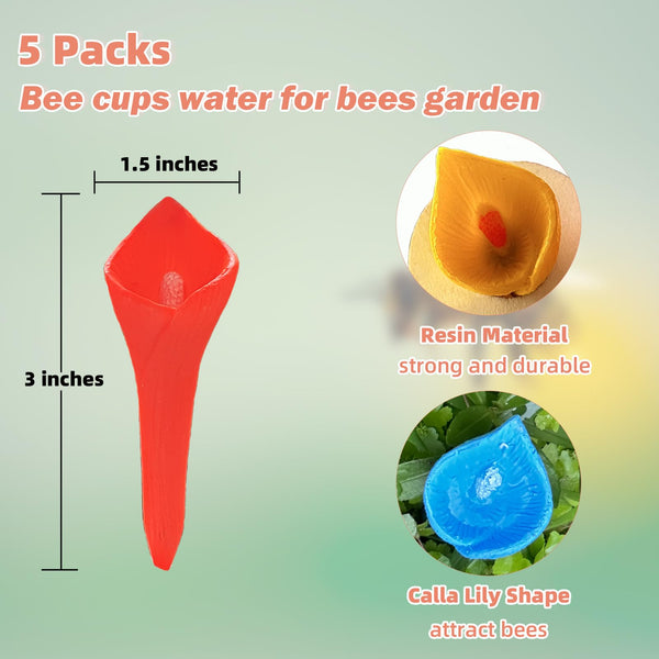 Bee Drinking Station 5 Pack Blue Outdoor Garden Cup Compatible With Bees And Butterflies Waterer Beekeeping Equipment