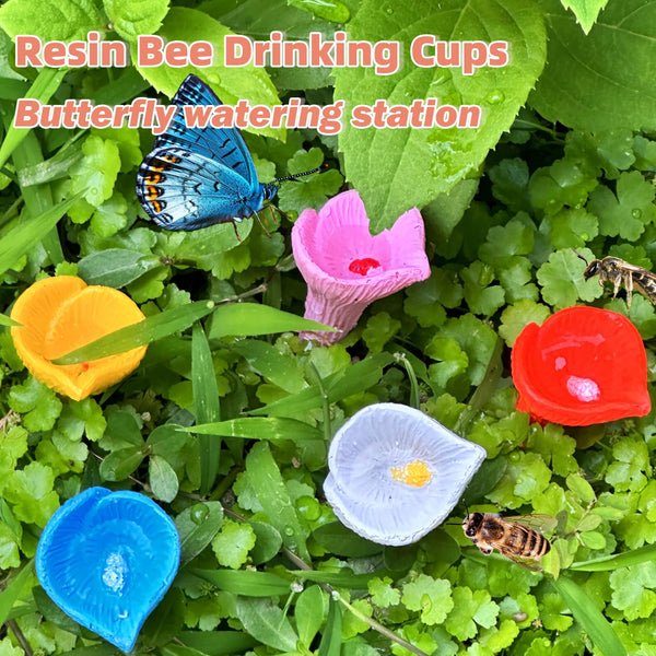 Bee Drinking Station 5 Pack Blue Outdoor Garden Cup Compatible With Bees And Butterflies Waterer Beekeeping Equipment