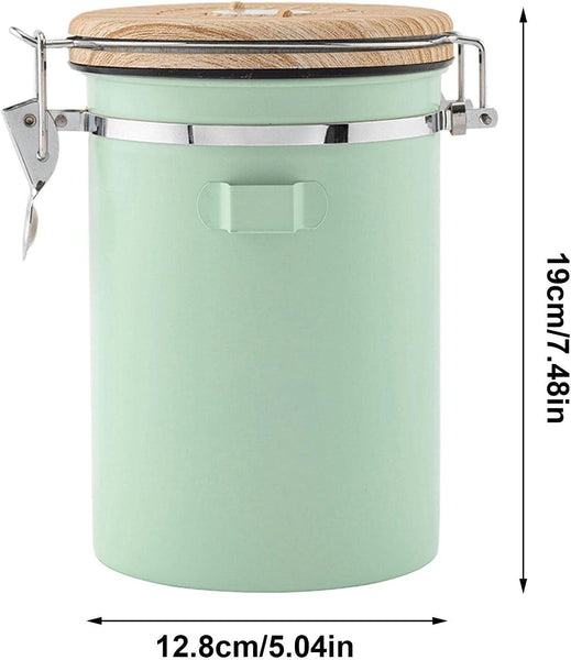 Green Coffee Container With Co2 Valve 1.8L Airtight Storage Jar Canisters & Jars