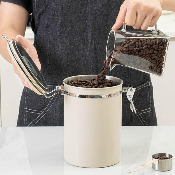 Green Coffee Container With Co2 Valve 1.8L Airtight Storage Jar Canisters & Jars