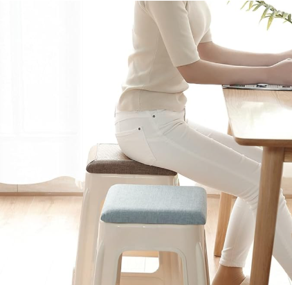 Square Bar Stool Cushion With Ties Memory Foam Non Slip (Mustard Green) Cushions & Decorative Pillows