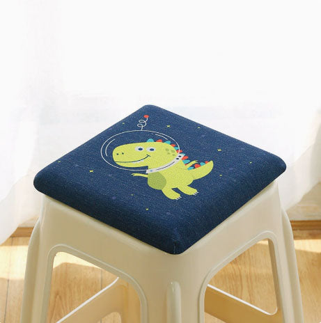 Dinosaur Square Bar Stool Cushion With Ties 28*28*3.5Cm Memory Foam Pad Cushions & Decorative Pillows
