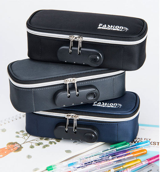 Large Capacity Pencil Case With 4 Compartments Canvas Pouches Multilayer Organizers Bag Oxford Fabric Pencil(Blue) Pencil Cases