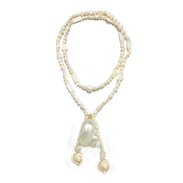 90Cm Style Pearl And White Conch Pendant Necklace Lightweight Jewelry Women's Necklaces & Pendants