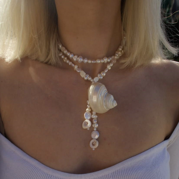 90Cm Style Pearl And White Conch Pendant Necklace Lightweight Jewelry Women's Necklaces & Pendants