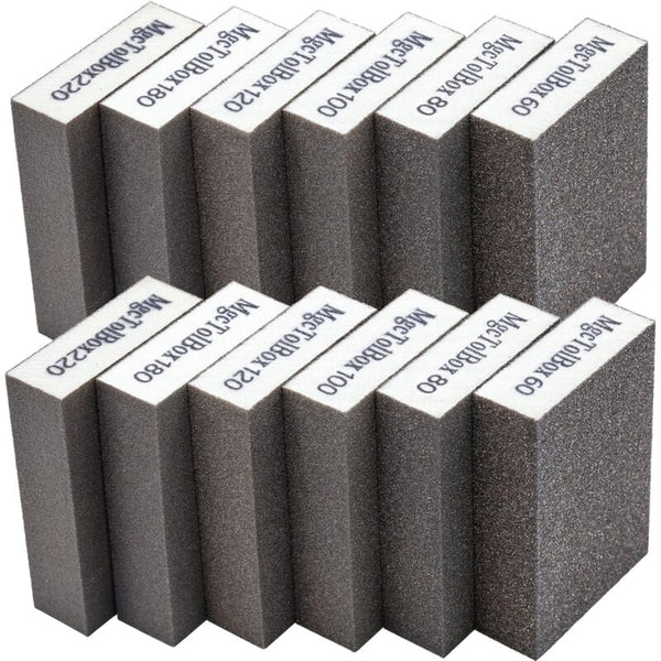 12 Pcs Sanding Sponges Blocks Kit Polishing Grit 60/80/100/120/180/220 Washable Reusable Drywall Tools
