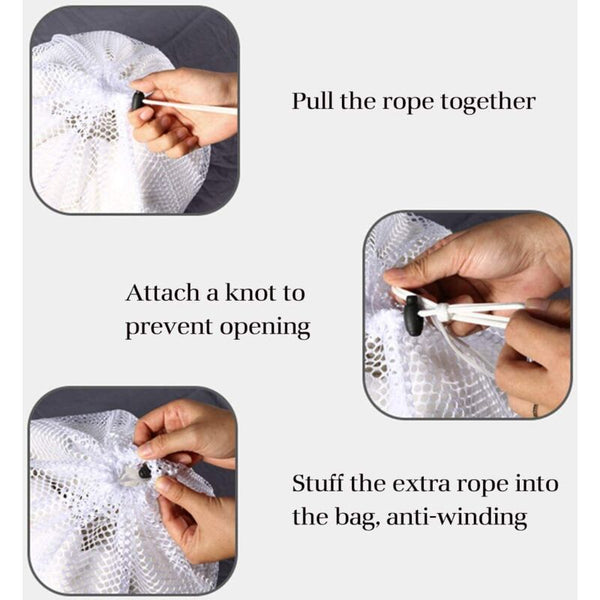 Net To Protect Machine Washable Clothes 2 Pcs Set White Laundry Bags