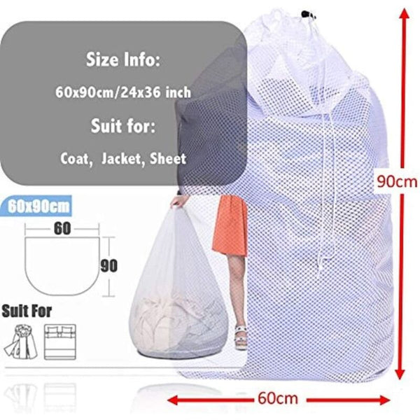 Net To Protect Machine Washable Clothes 2 Pcs Set White Laundry Bags