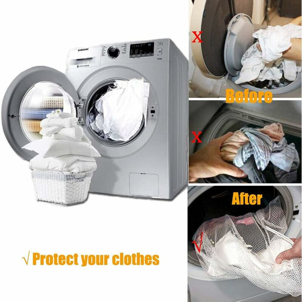 Net To Protect Machine Washable Clothes 2 Pcs Set White Laundry Bags
