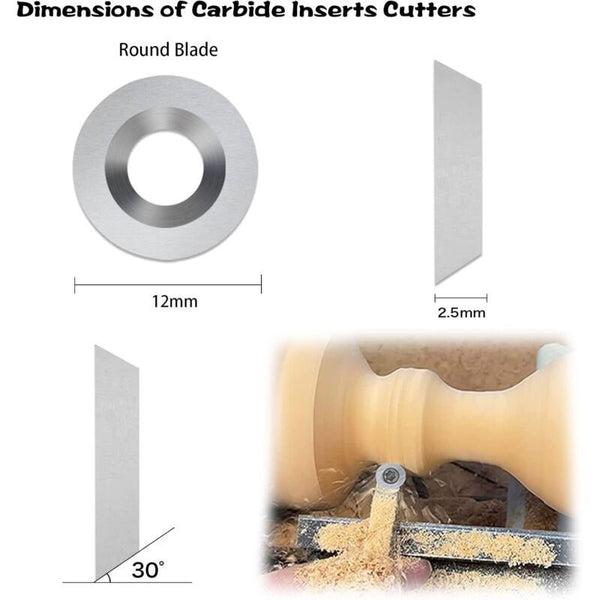 12 Pcs Carbide Cutting Inserts Wood Turning Tools Gouges Other Woodworking Equipment