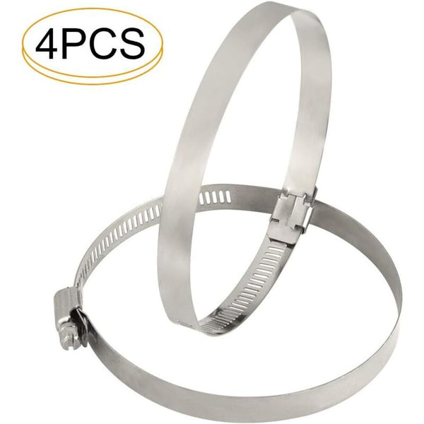 4Pcs Stainless Steel Hose Clamps 141Mm 165Mm Adjustable For Flexible Hoses Cable Cleats Clamps & Ties