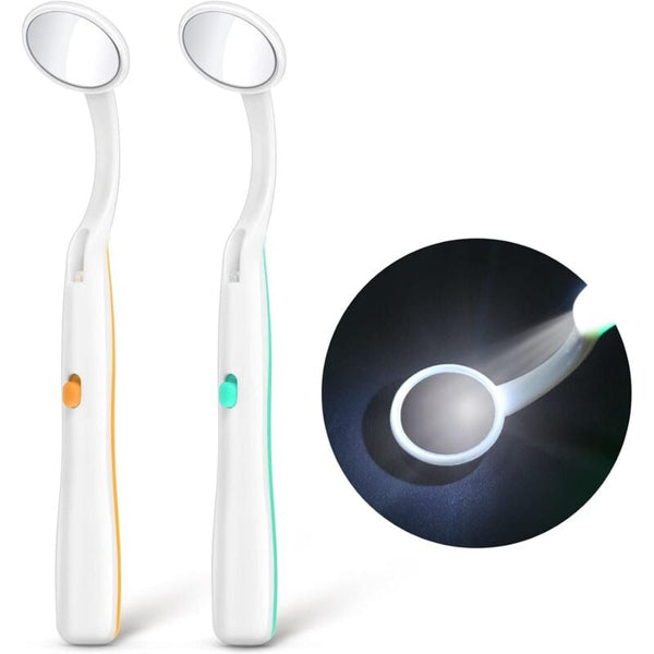 Dental Mirror With Light 2 Pieces Mouth Inspection Oral Led Battery Included Dental Instruments