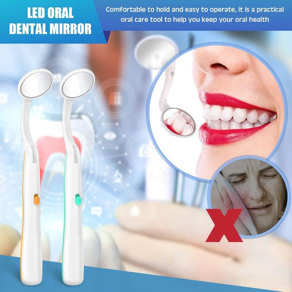 Dental Mirror With Light 2 Pieces Mouth Inspection Oral Led Battery Included Dental Instruments