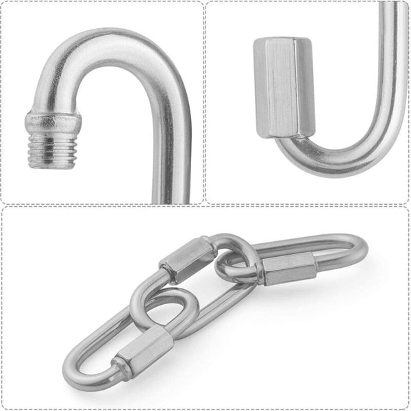 16 Pcs M5 Stainless Steel Quick Link 304 D Shape Locking Carabiners Mini Screw For Hiking Camping Outdoor Climbing Holds