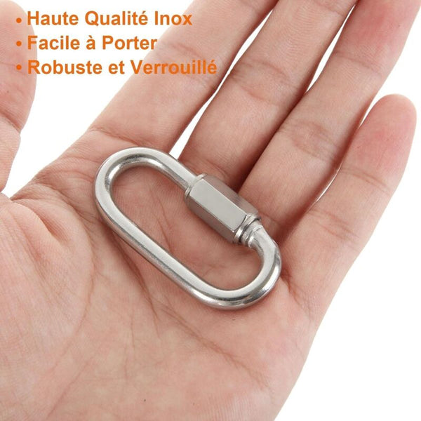 16 Pcs M5 Stainless Steel Quick Link 304 D Shape Locking Carabiners Mini Screw For Hiking Camping Outdoor Climbing Holds
