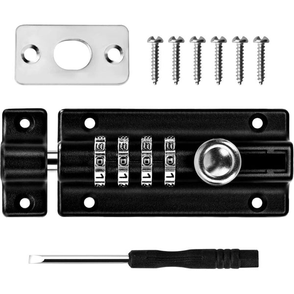 Combination Lock Latch 4 Digit Mechanical Code Door Keyless Slide Tamper Proof For Door Locks & Lock Mechanisms