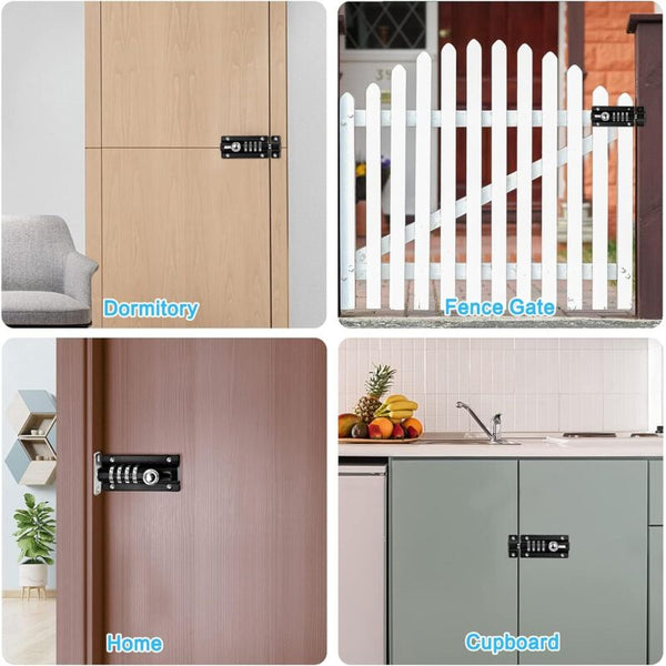 Combination Lock Latch 4 Digit Mechanical Code Door Keyless Slide Tamper Proof For Door Locks & Lock Mechanisms