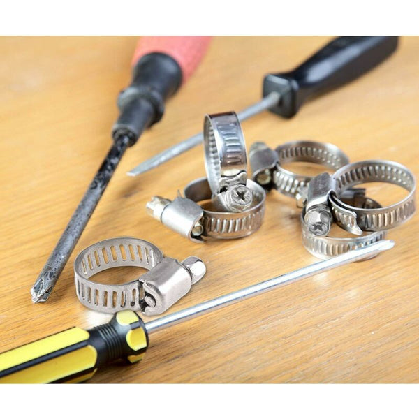 12Pcs Stainless Steel Hose Clamp Pipe Clips Fastener 9 16Mm Clamps & Vices