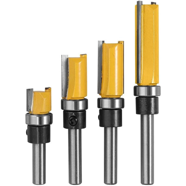 4 Pcs 1/4" Wood Router Bit Copy Cutter (4 Sizes) High Quality Alloy Steel Blade 10Mm 20Mm 25Mm 38Mm For Solid Other Saw Blades